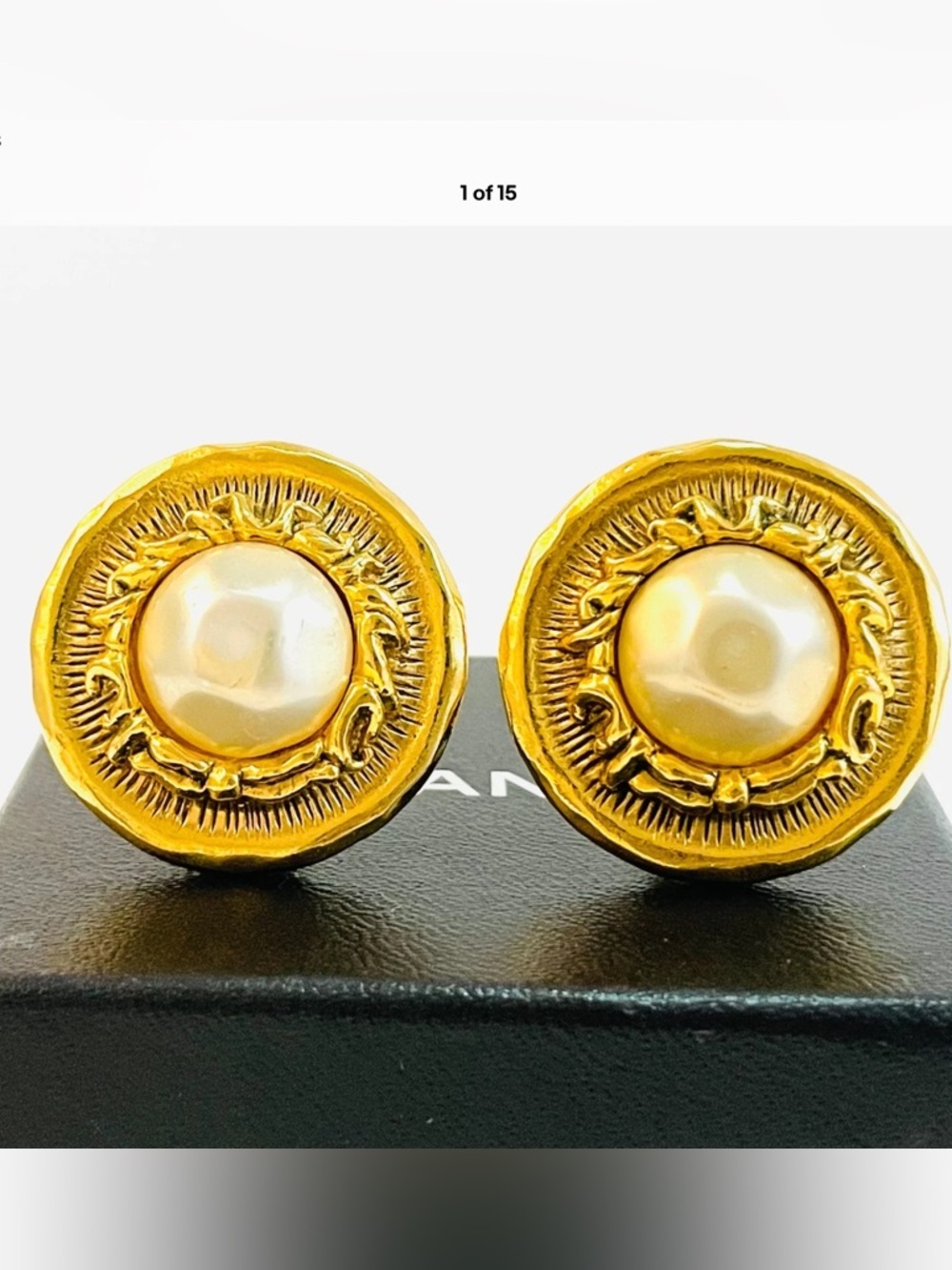 CHANEL Gold-Tone Pearl Button Earrings